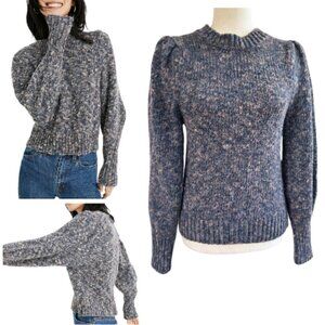 MADEWELL Pleat-Shoulder Marled Wool-Blend Pullover Sweater Size M